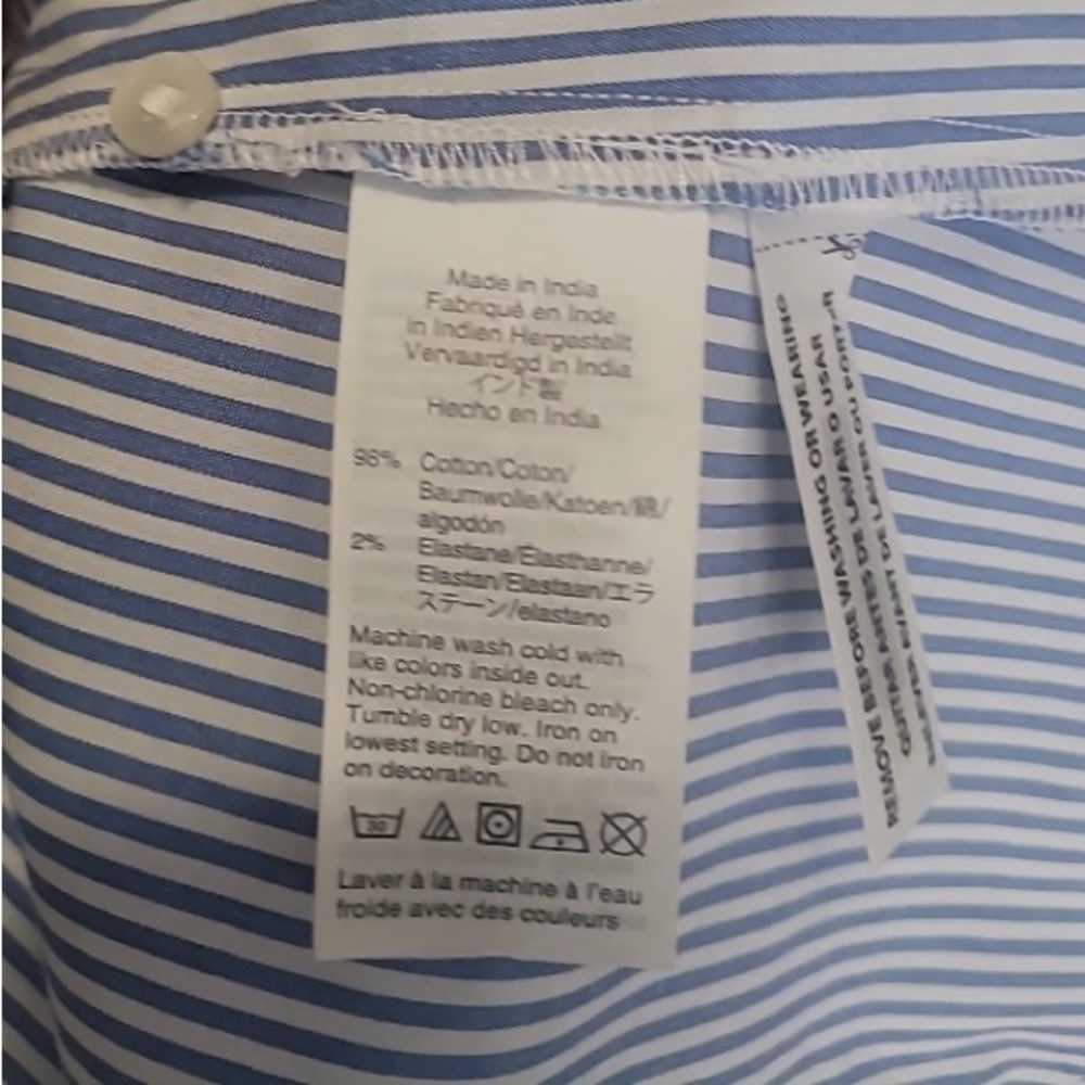 J. Crew Embellished Striped Perfect Cotton Button-Down Shirt Size Small - Picture 8 of 10